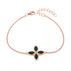 Rose plated Malachite Bracelet