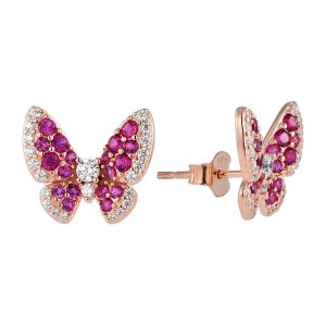 Rose plated Butterfly Earrings