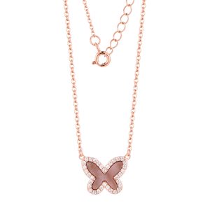Rose plated Butterfly Necklace