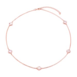 Rose plated Clover Necklace