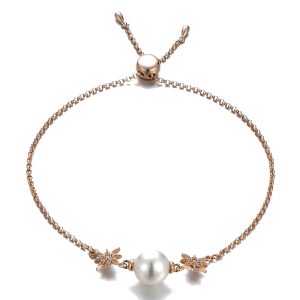 Rose plated pearl bracelet
