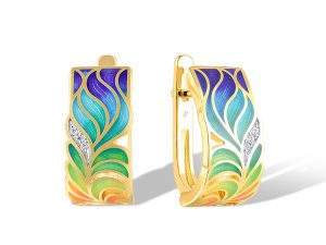 Yellow plated Enamel Earrings