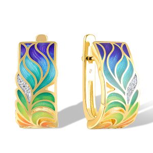 Yellow plated Enamel Earrings