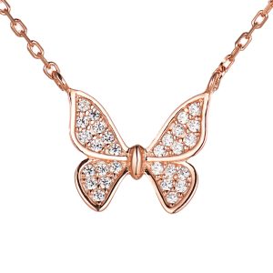 Rose plated Butterfly Necklace