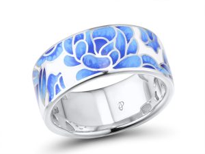 Blue flower Silver Ring