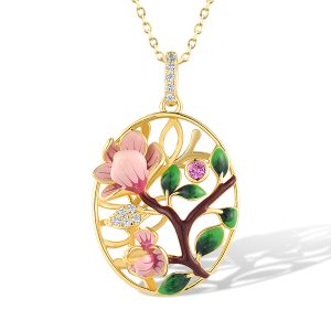 Yellow plated Enamel Pendant