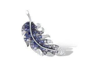 Blue Leaf Silver Brooch