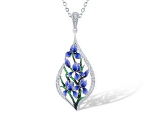 Blue Flower Enamel Pendant