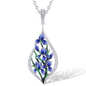 Blue Flower Enamel Pendant
