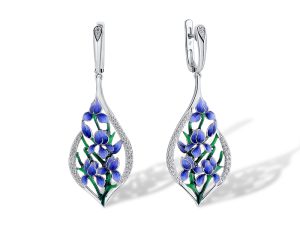 Blue Flower Enamel Earrings