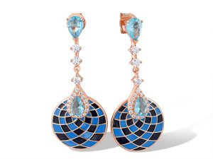 Rose plated Dangling Enamel Earrings