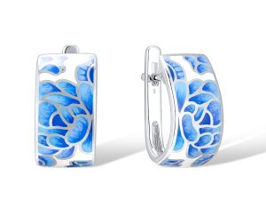 Blue Flower Silver Earrings