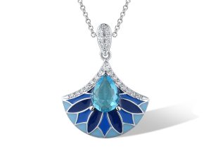 Silver Blue Enamel Pendant