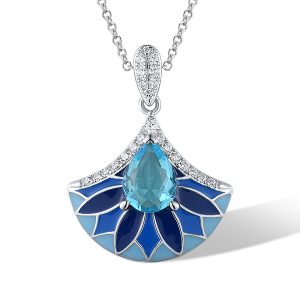 Silver Blue Enamel Pendant