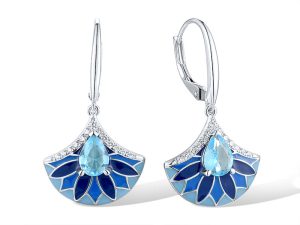 Silver Blue Enamel Earrings
