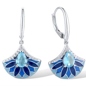 Silver Blue Enamel Earrings
