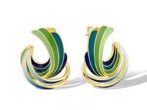 Yellow plated Enamel Earrings