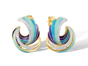 Yellow plated Enamel Earrings