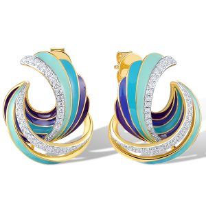 Yellow plated Enamel Earrings