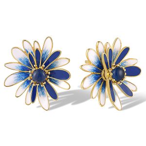 Yellow plated Enamel Earrings