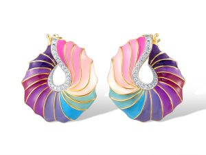 Yellow plated Enamel Earrings