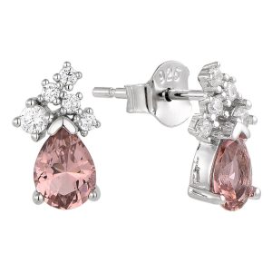 Morganite color CZ drop Earrings