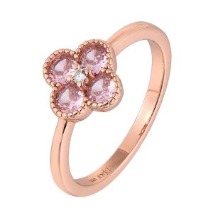 Rose plated Clover Ring