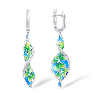 Silver Earrings with Enamel