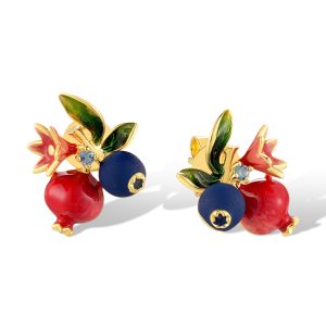 Yellw plated Earrings wih Enamel