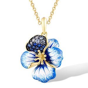 Blue Flower Pendant with Enamel